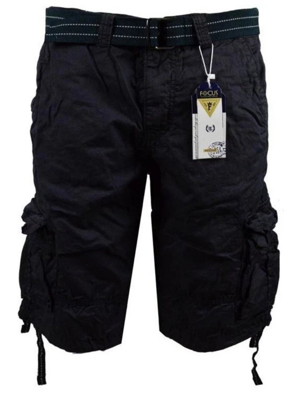 Men's Cargo Shorts with Belt Focus Casual Short Vacation Color Dark Gray Size 29